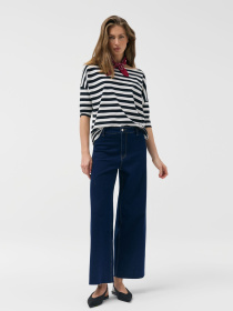 Лонгслів смугастий жіночий LONSAPAS біло-чорний модель 10048914 Фото