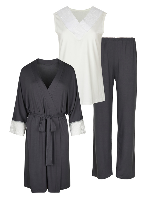 Комплект 3 од. (халат, футболка і штани) модель F50003_25 Фото