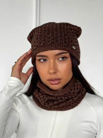 Стильний і практичний жіночий комплект — шапка та бафф модель 950065-1 Фото