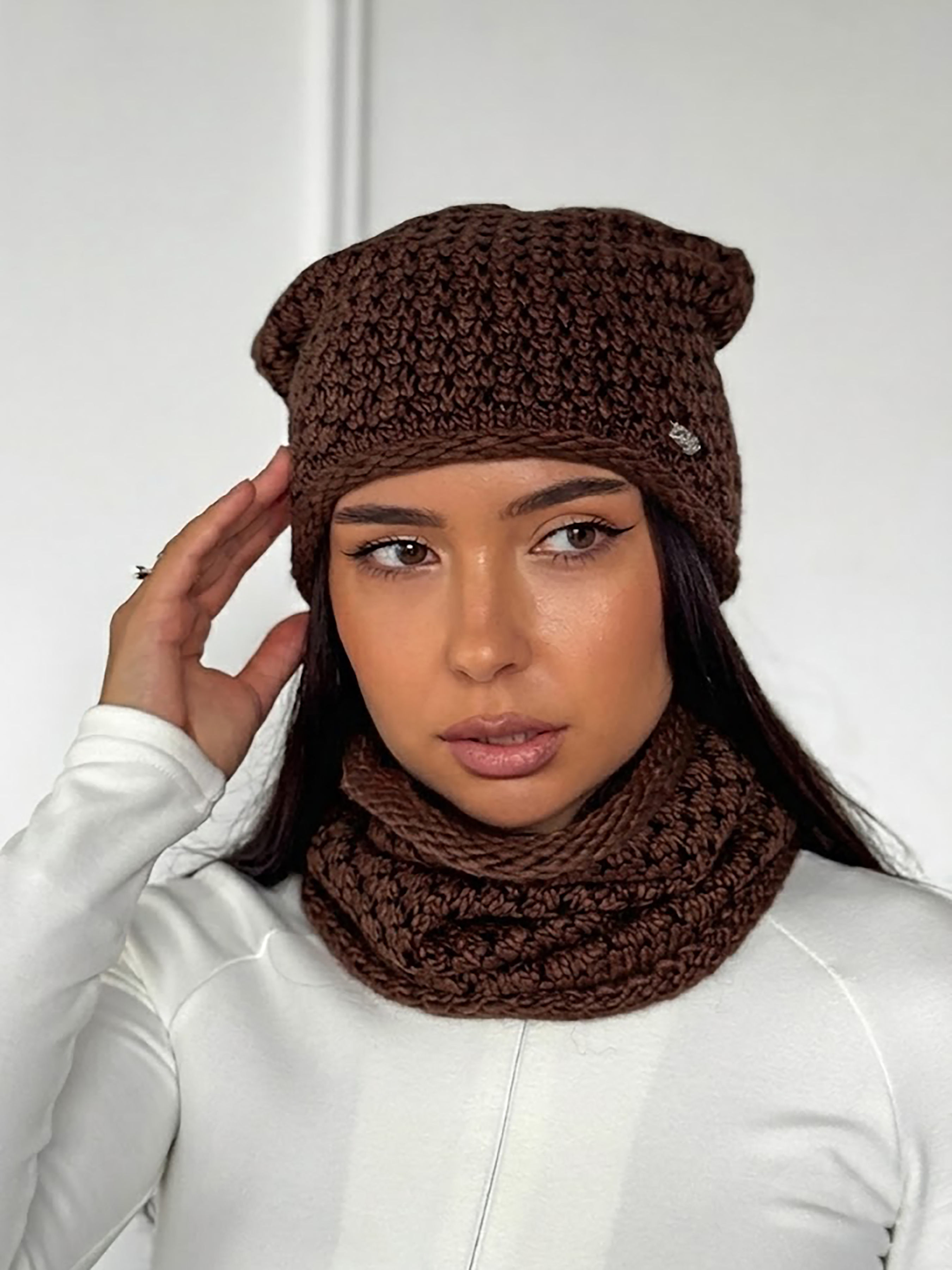 INNOE Шапка/шарф (950065-1-1) Жіноче колір - Коричневий матеріал - Вовна/поліамід