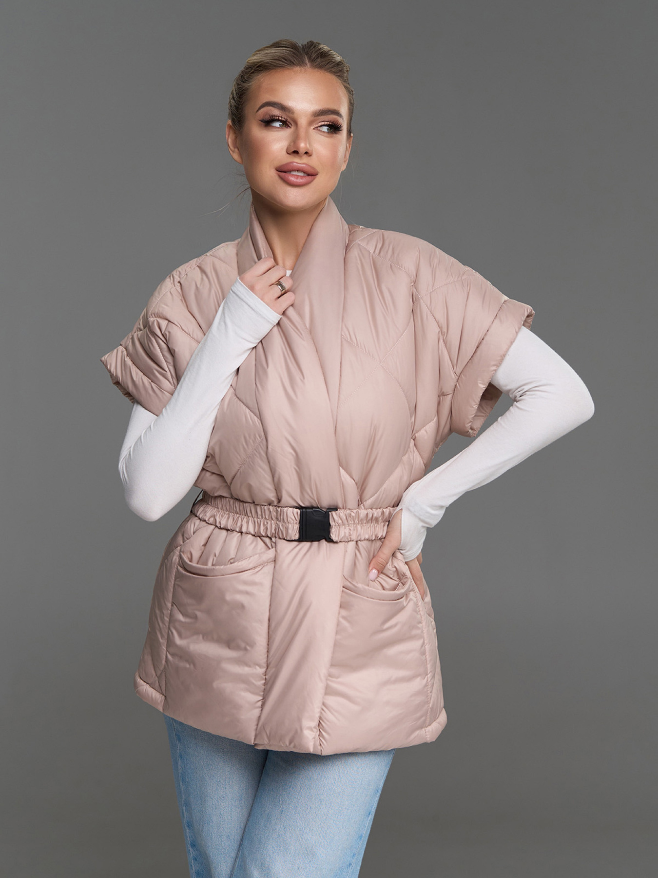 Жилетки модель SA-685_бежевый Фото