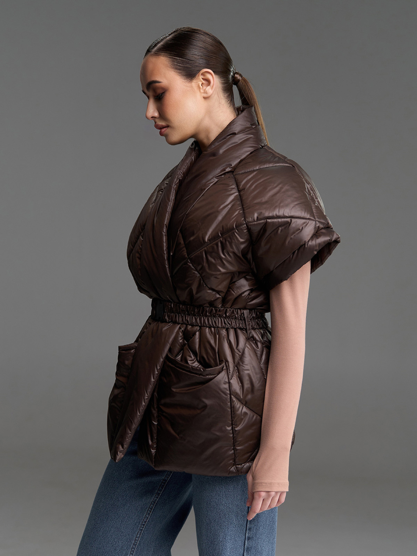 Утепленный жилет ISSA Plus модель SA-685_темно-коричневый Фото