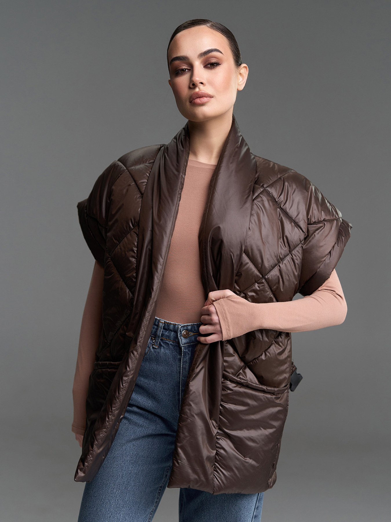 Утепленный жилет ISSA Plus модель SA-685_темно-коричневый Фото