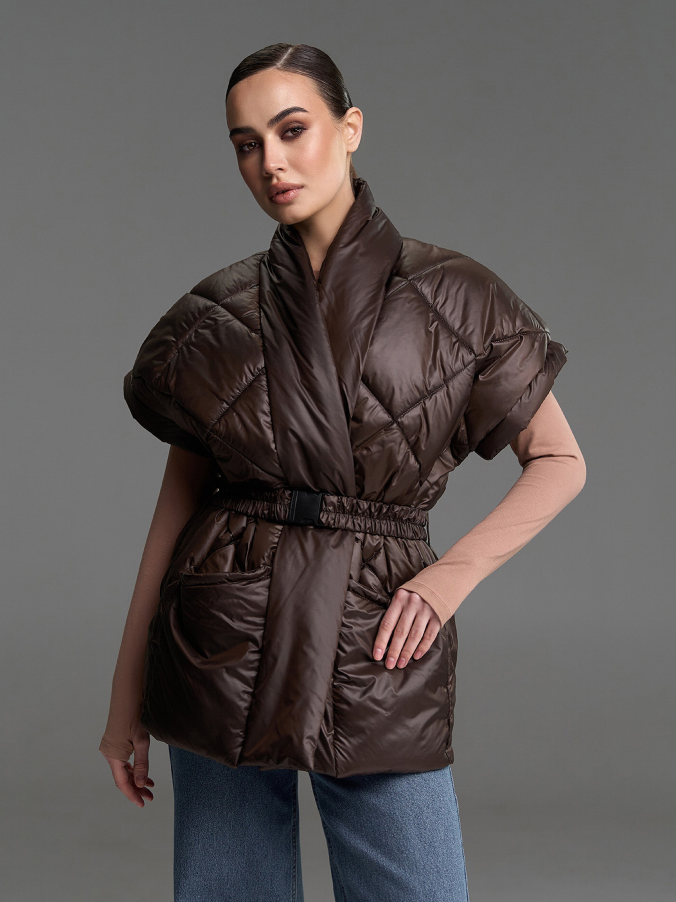 Утепленный жилет ISSA Plus модель SA-685_темно-коричневый Фото