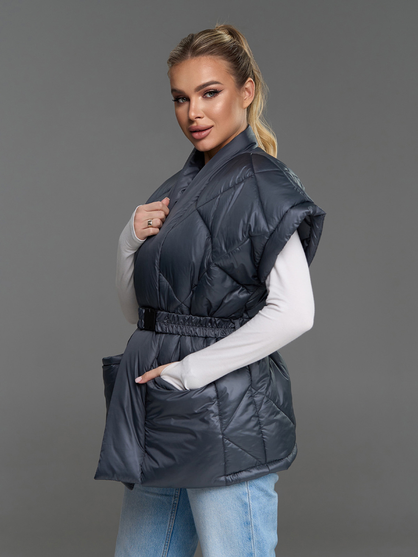 Жилетки модель SA-685_темно-серый Фото