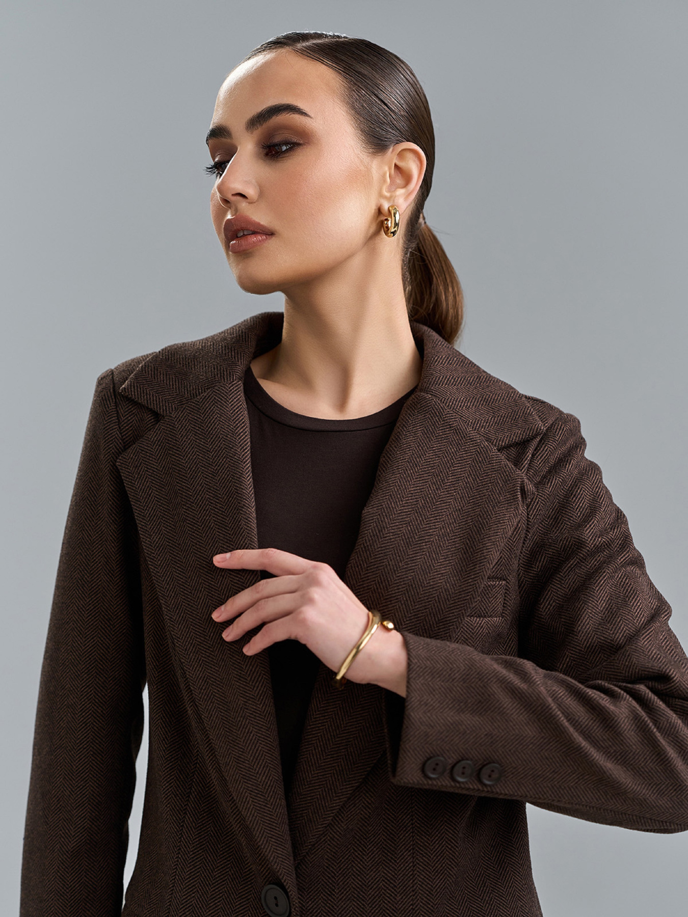 Піджак ISSA Plus модель 15514_темно-коричневый Фото