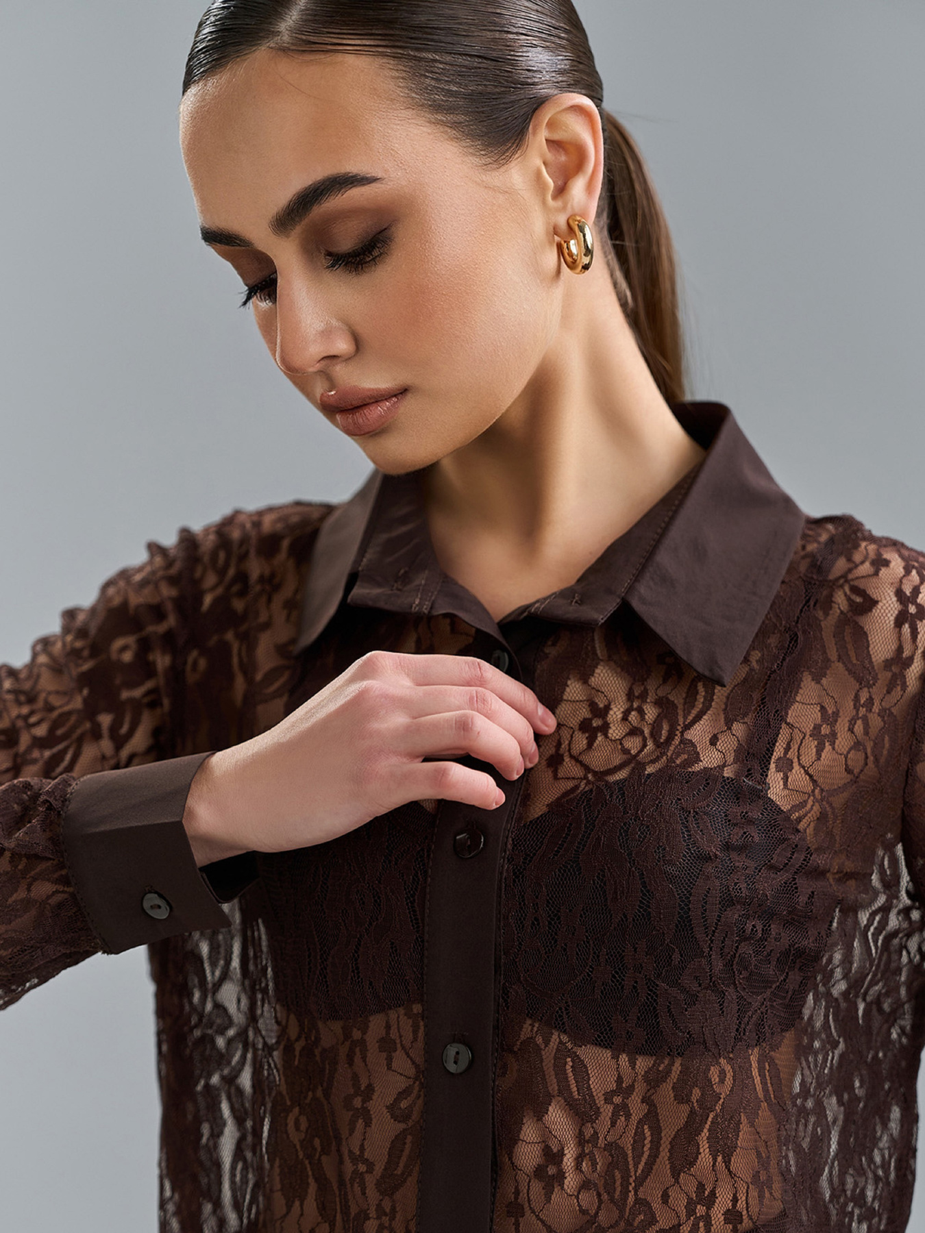 Рубашки модель 15518_темно-коричневый Фото