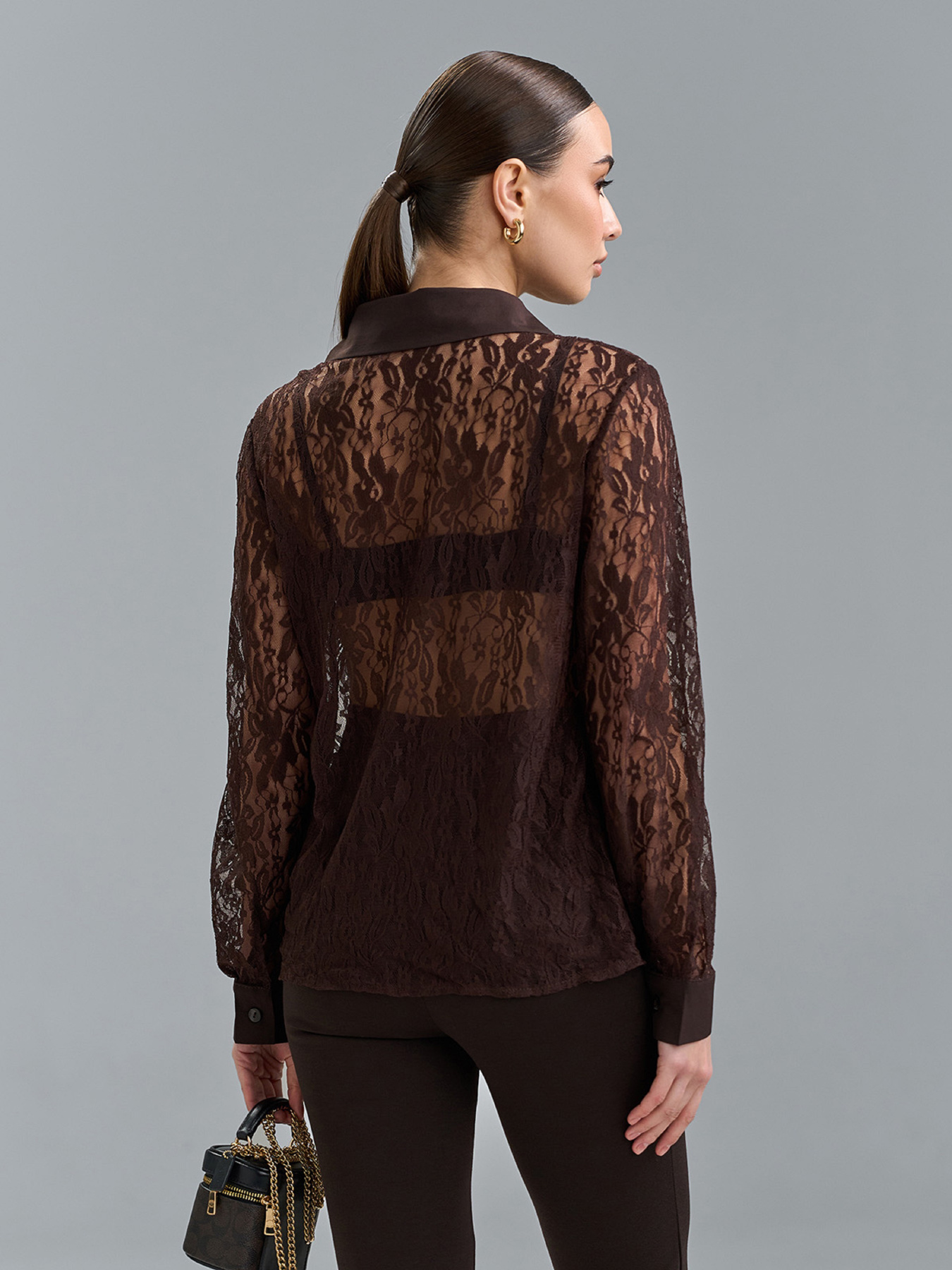 Рубашка повседневная ISSA Plus модель 15518_темно-коричневый Фото