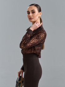 Рубашка повседневная ISSA Plus модель 15518_темно-коричневый Фото