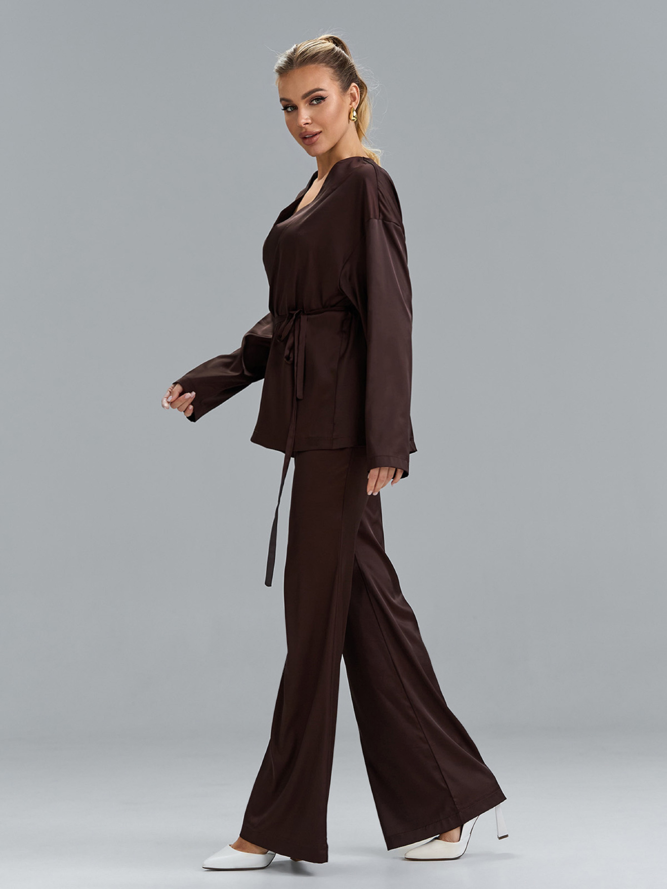 Повседневный костюм ISSA Plus модель 15519_темно-коричневый Фото