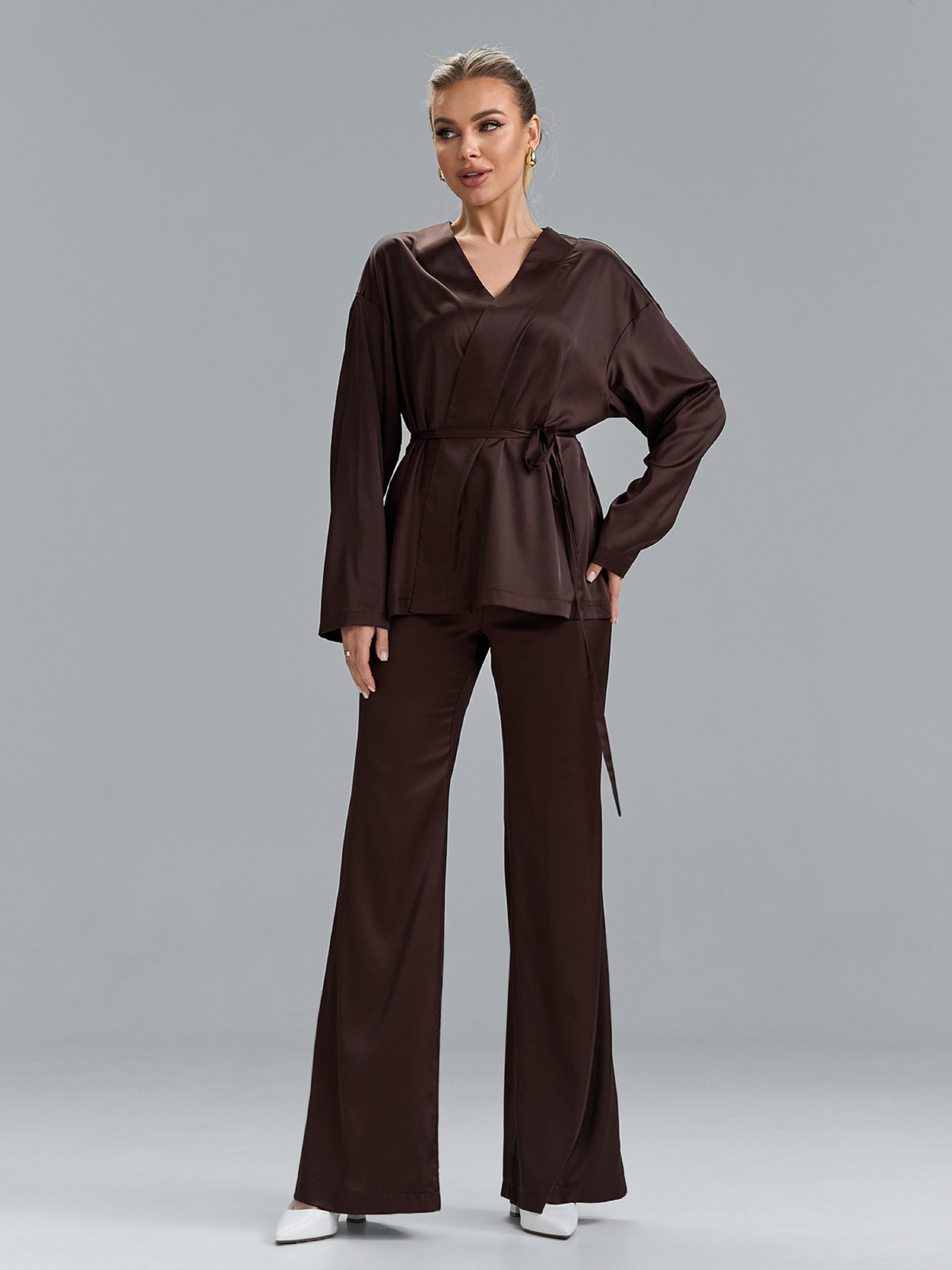 Повседневный костюм ISSA Plus модель 15519_темно-коричневый Фото