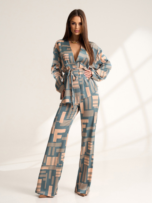 Повседневный костюм ISSA Plus модель 15520_оливковый Фото