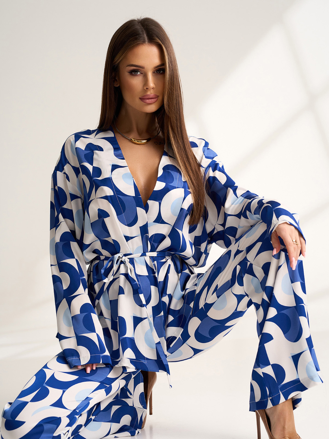 Повседневный костюм ISSA Plus модель 15521_голубой Фото