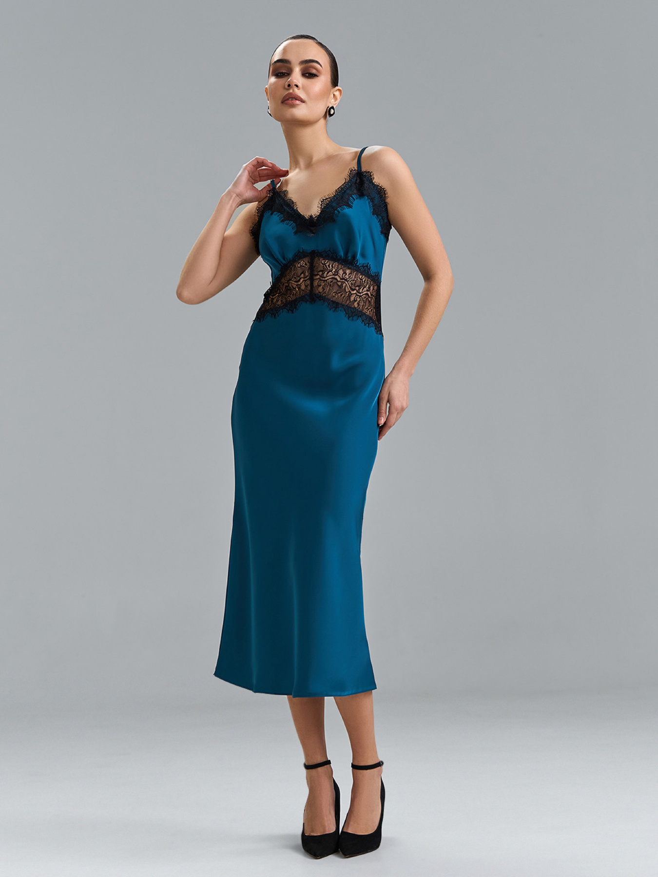 Сукня міді ISSA Plus модель 15522_бирюзовый Фото