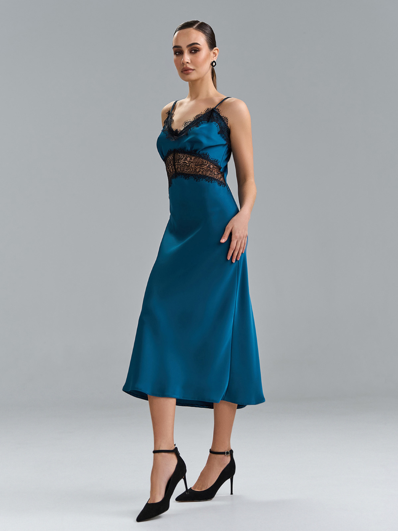 Сукня міді ISSA Plus модель 15522_бирюзовый Фото