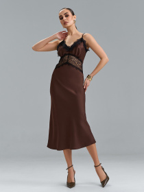 Платье миди ISSA Plus модель 15522_темно-коричневый Фото