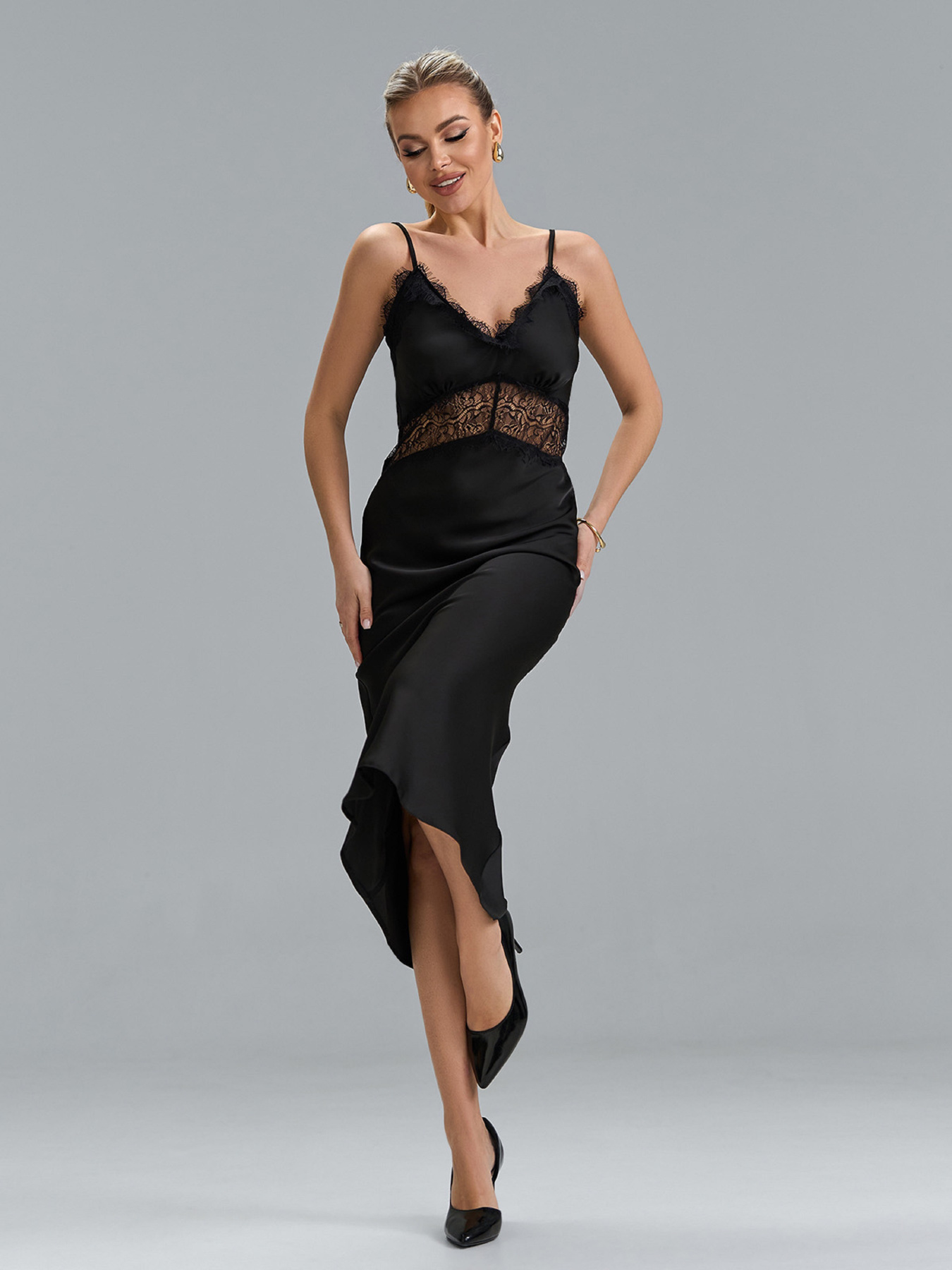 Платье миди ISSA Plus модель 15522_черный Платье миди ISSA Plus модель 15522_черный Фото