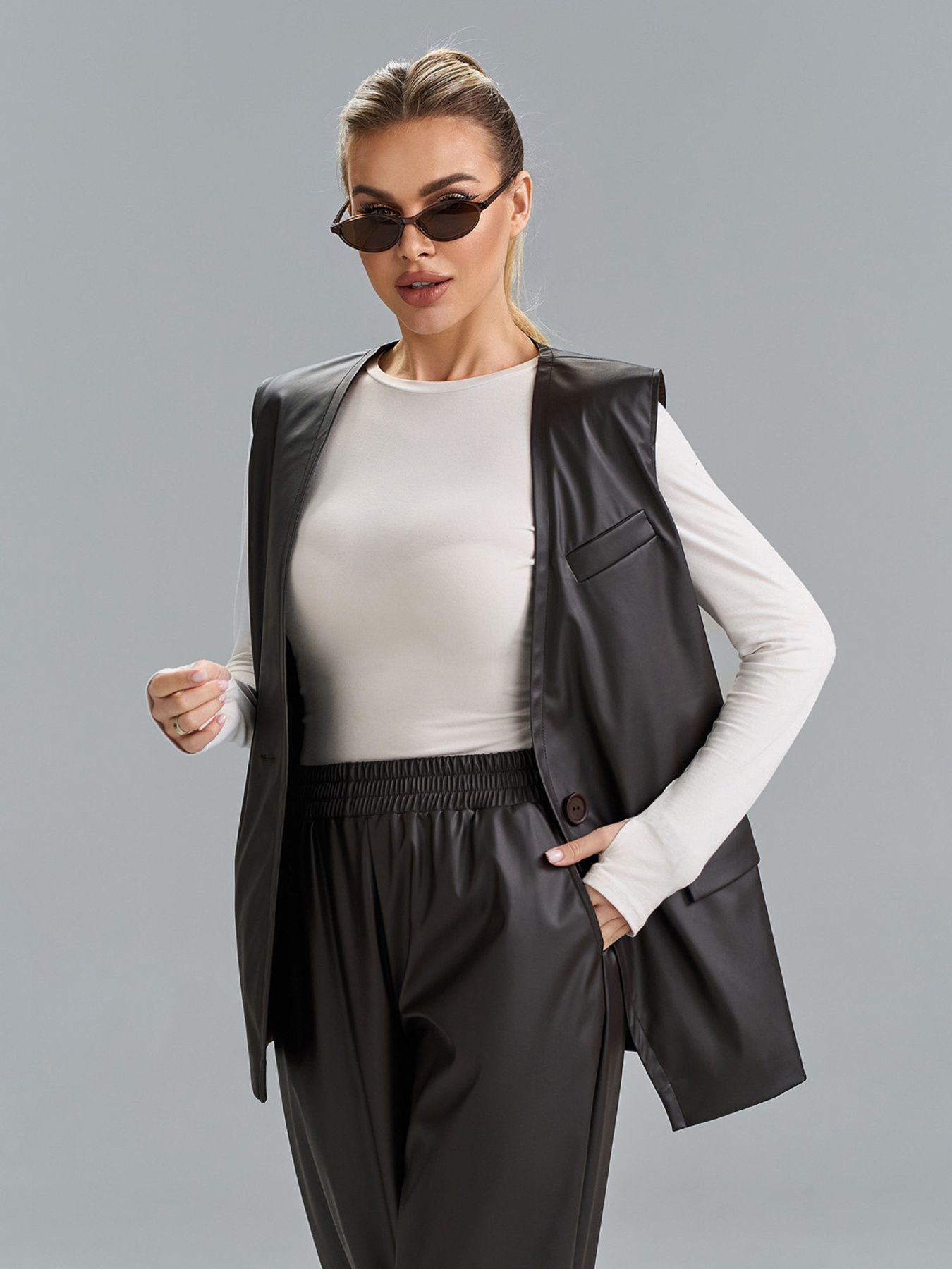 Повсякденний костюм ISSA Plus модель 15525_темно-коричневый Фото