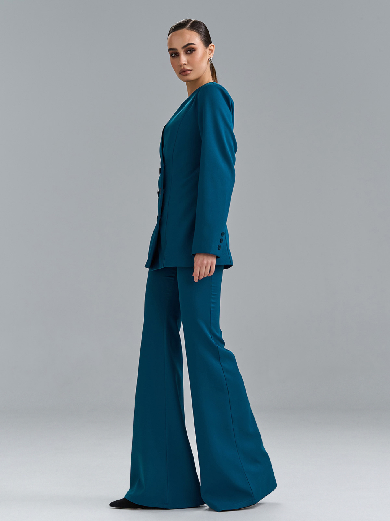 Діловий костюм ISSA Plus модель 15527_бирюзовый Фото