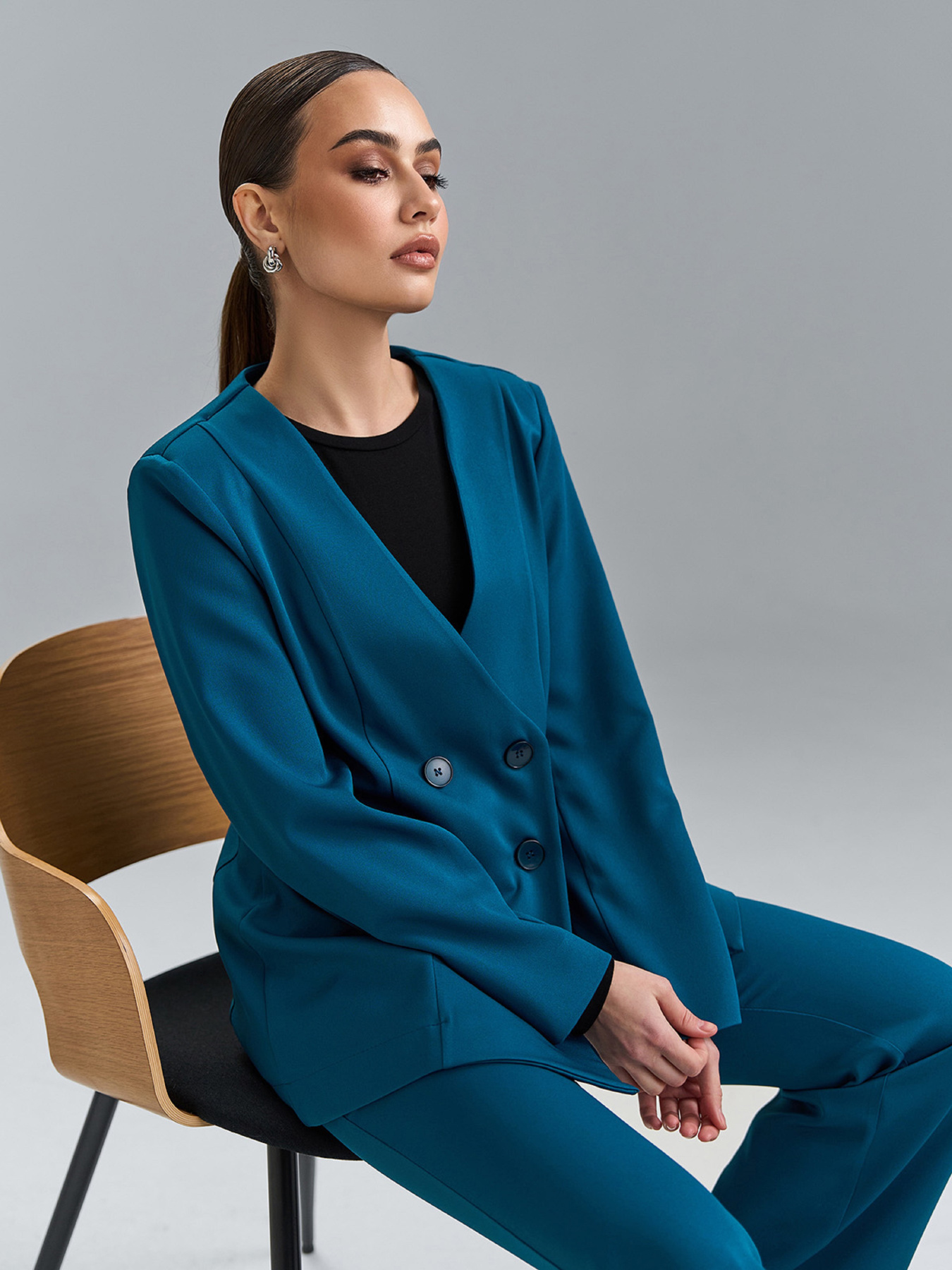 Діловий костюм ISSA Plus модель 15527_бирюзовый Фото