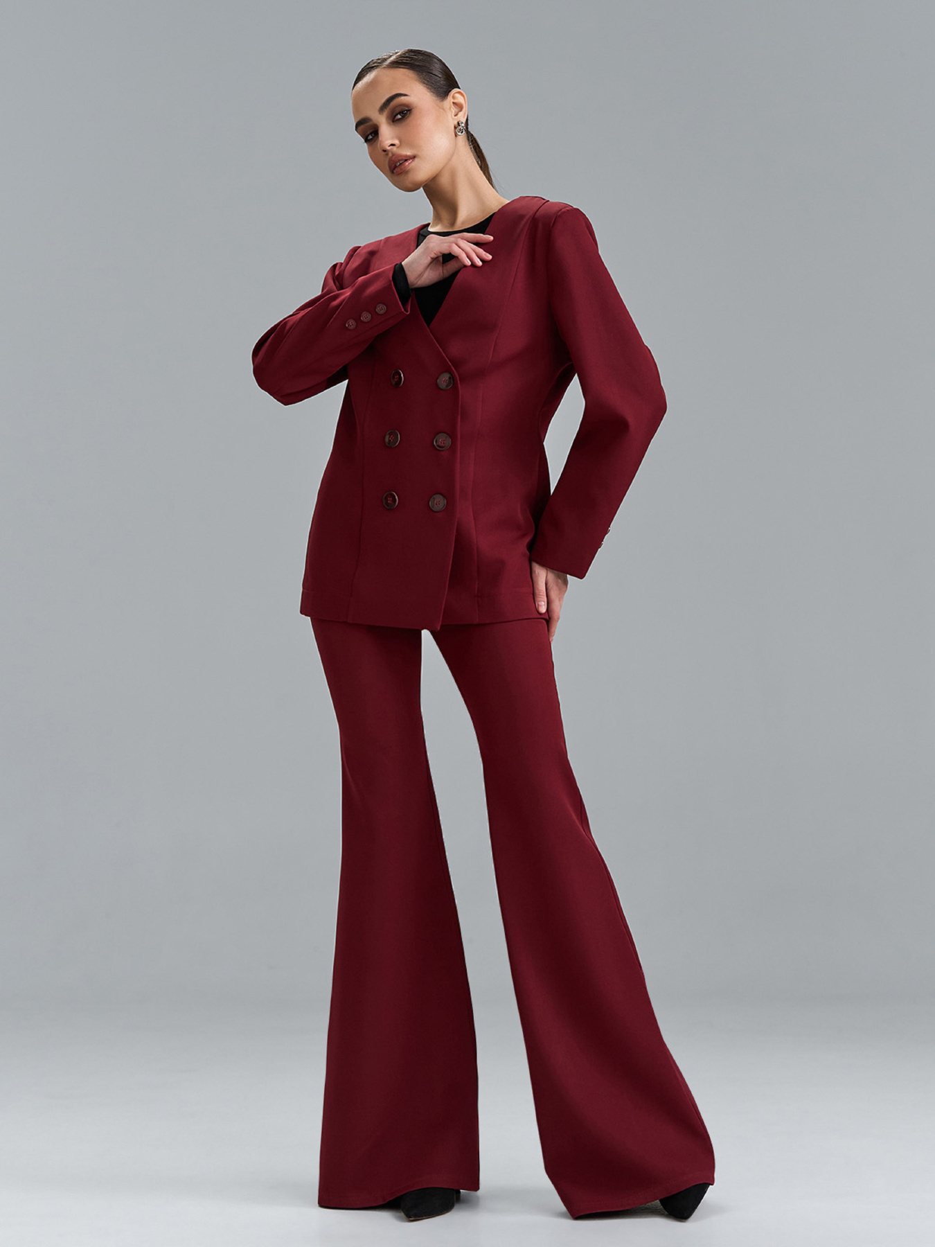 Деловой костюм ISSA Plus модель 15527_бордовый Деловой костюм ISSA Plus модель 15527_бордовый Фото