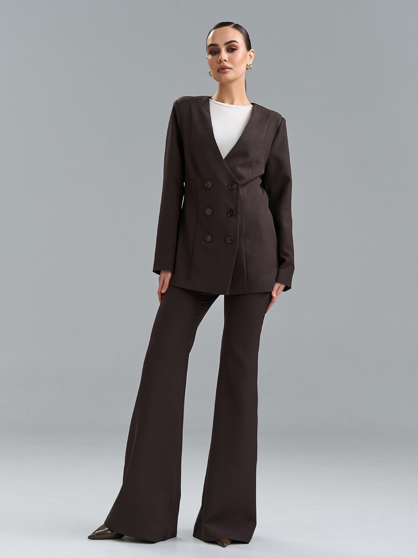 Жіночі костюми модель 15527_темно-коричневый Жіночі костюми модель 15527_темно-коричневый Фото