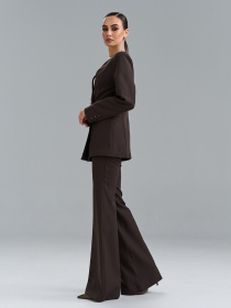 Діловий костюм ISSA Plus модель 15527_темно-коричневый Діловий костюм ISSA Plus модель 15527_темно-коричневый Фото