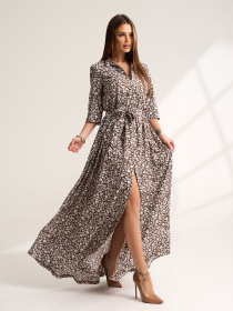 Сукня максі ISSA Plus модель 15528_коричневый Фото