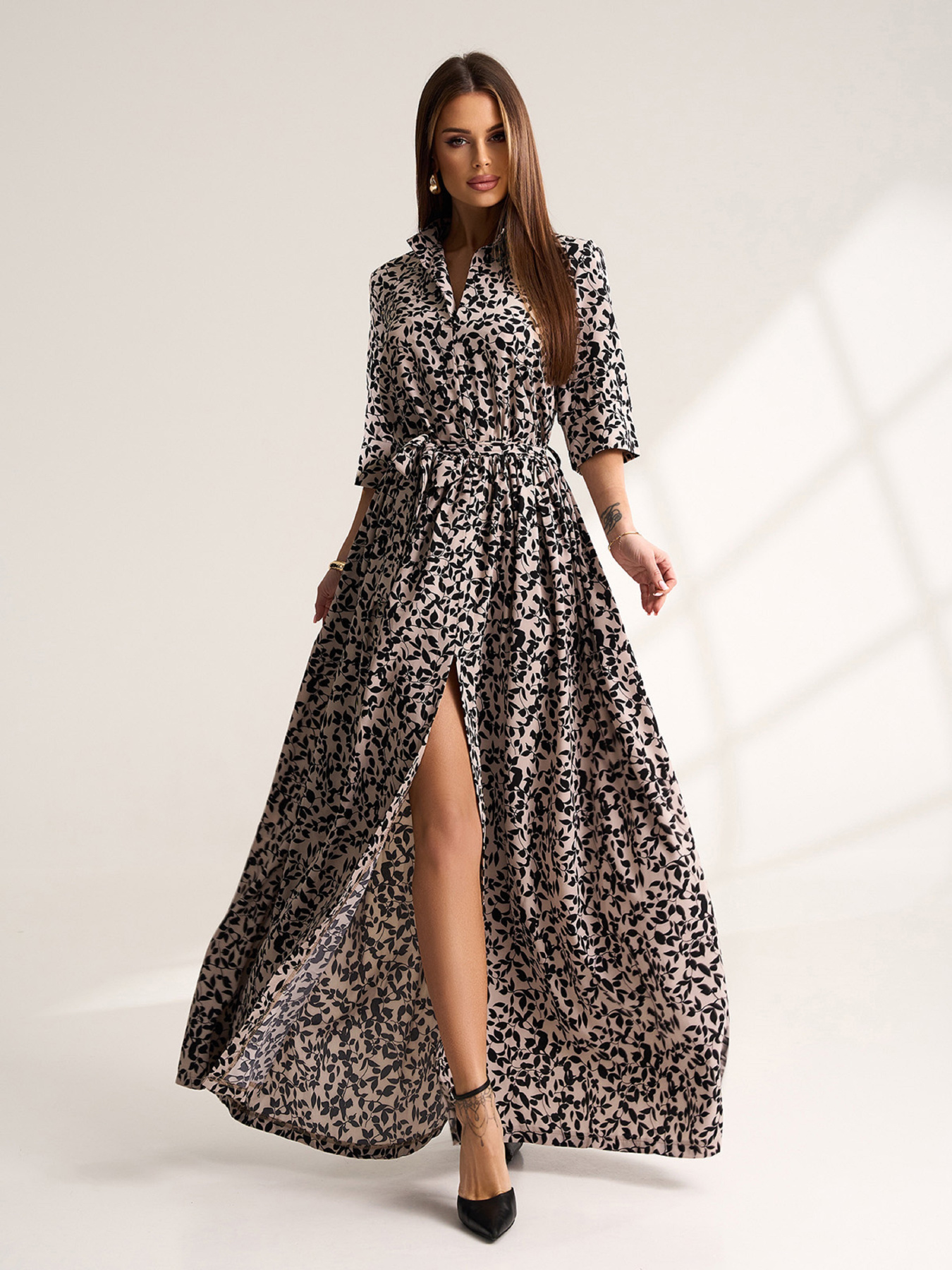 Сукня максі ISSA Plus модель 15529_коричневый Фото