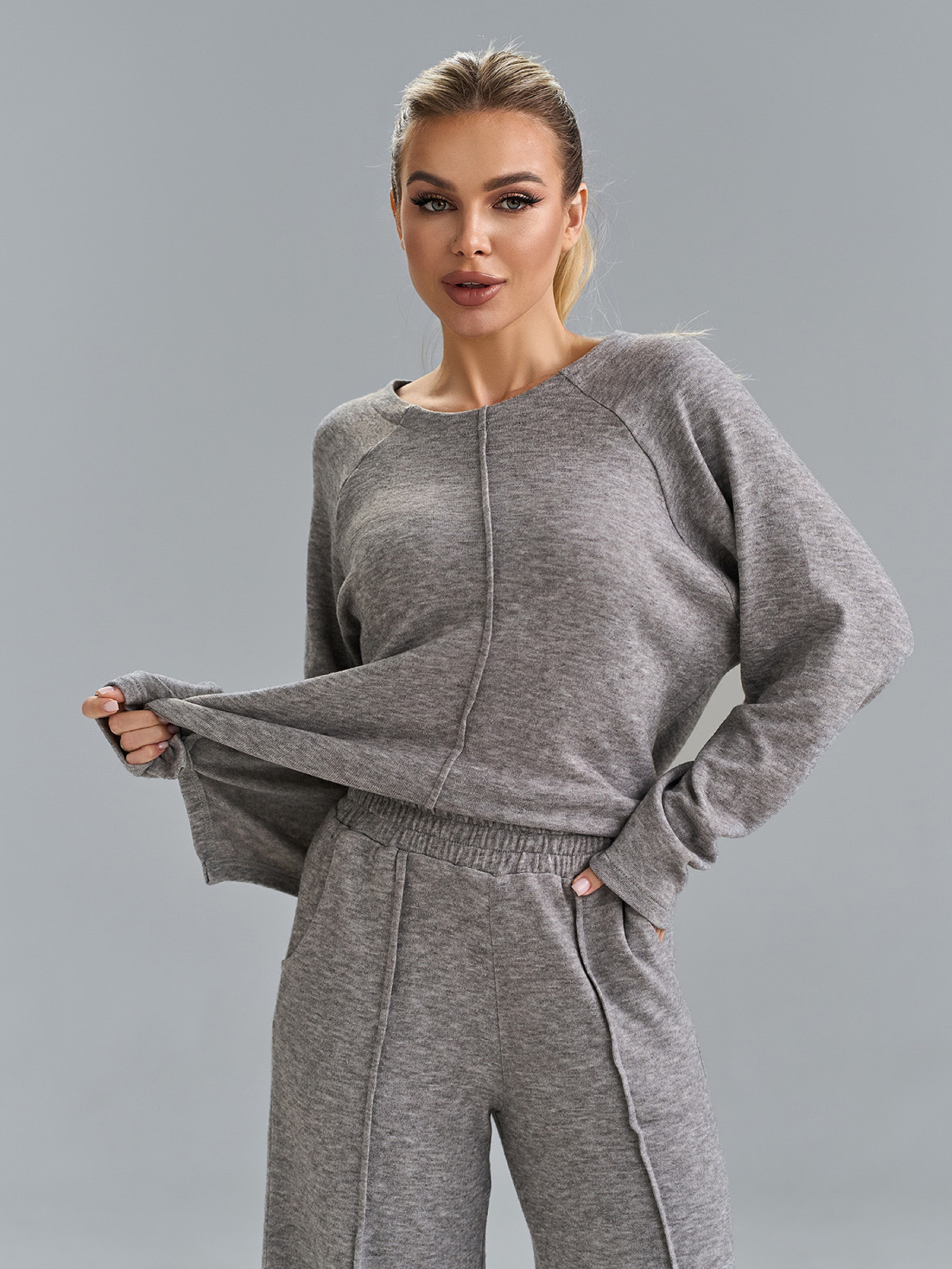 Повседневный костюм ISSA Plus модель 15530_серый Фото