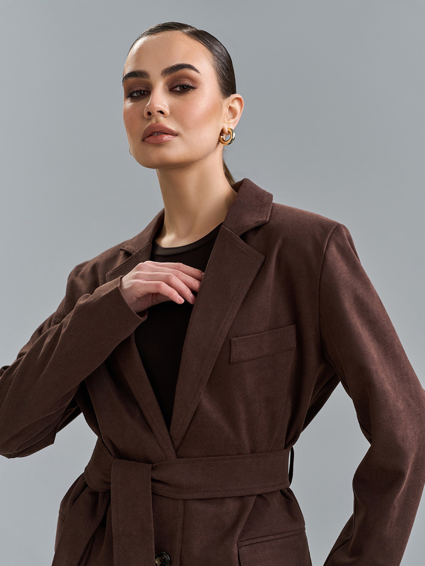 Жакет ISSA Plus модель SA-695_темно-коричневый Фото