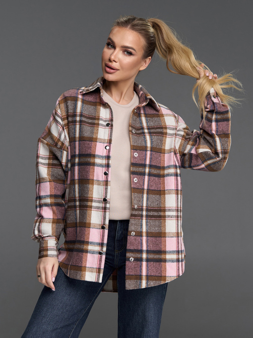 Рубашка повседневная ISSA Plus модель SA-684A_бежевый_розовый Фото