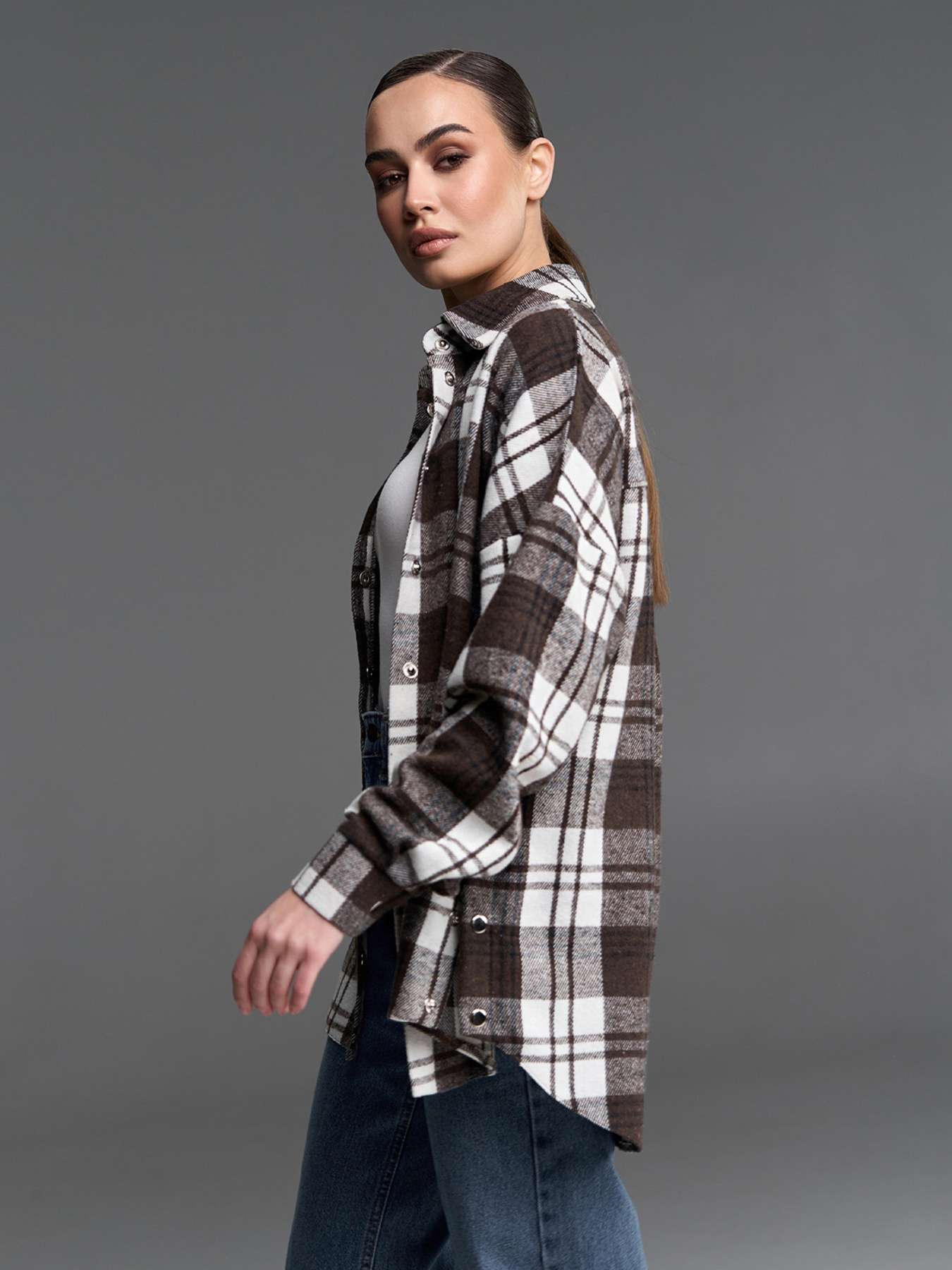 Рубашка повседневная ISSA Plus модель SA-684A_белый_коричневый Фото