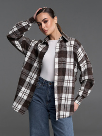 Рубашка повседневная ISSA Plus модель SA-684A_белый_коричневый Фото