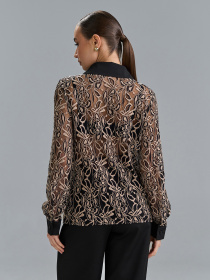 Жіночі сорочки модель 15516_черный_бежевый Фото