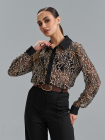 Жіночі сорочки модель 15516_черный_бежевый Фото