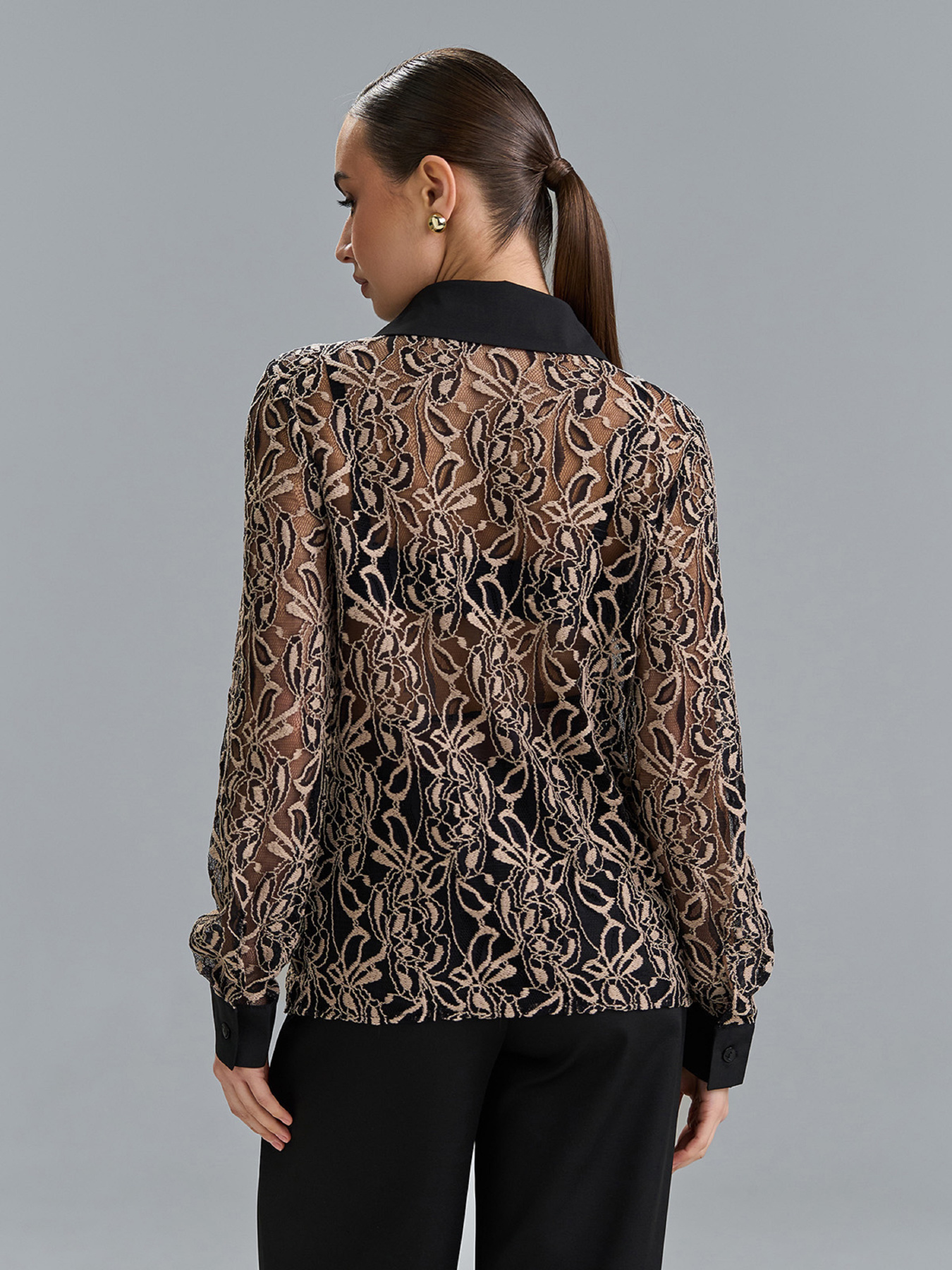 Сорочка повсякденна ISSA Plus модель 15516_черный_бежевый Фото