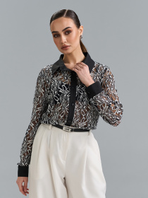 Жіночі сорочки модель 15516_черный_белый Фото