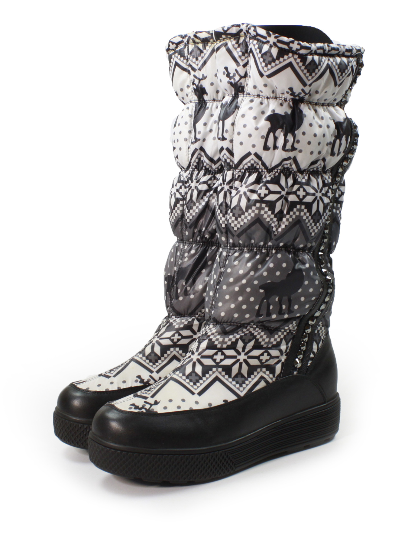 Женские зимние дутики с ярким принтованным дизайном модель C818-515-1BMF Фото