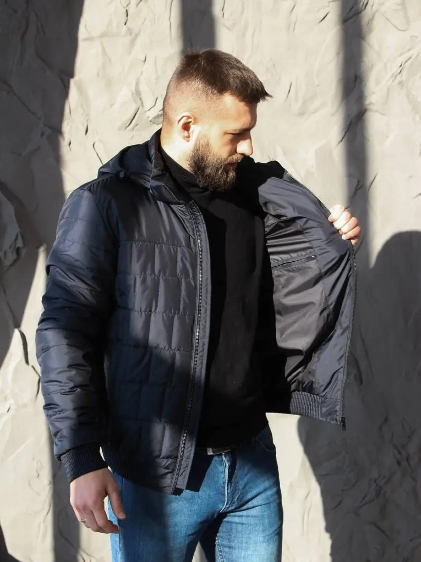 Демісезонна чоловіча куртка великого розміру модель 123-DVL Фото