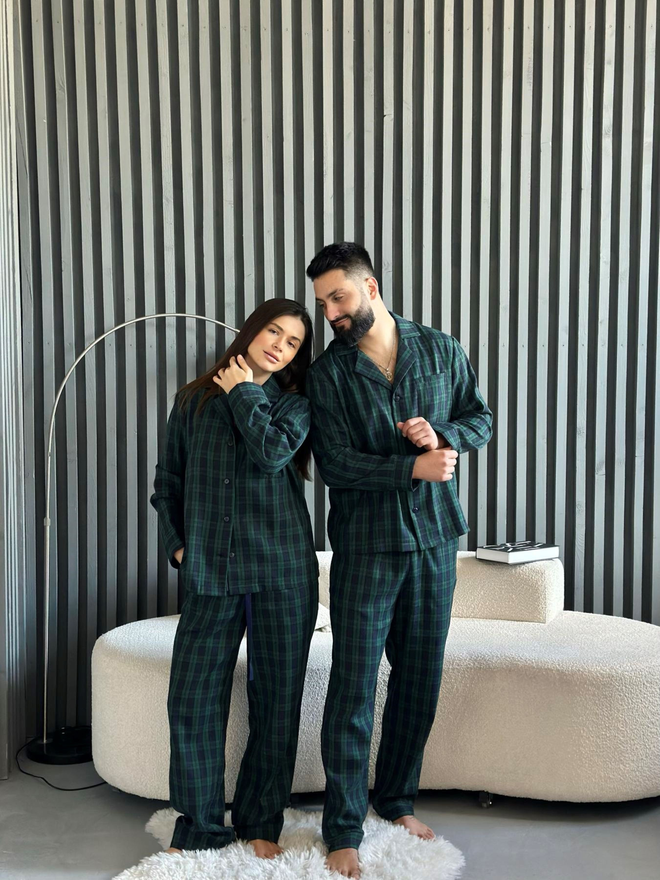 Пижамный комплект женский COSY в клеточку "Бруклин" рубашка+штани, зелено-синяя модель F231P01 Пижамный комплект женский COSY в клеточку "Бруклин" рубашка+штани, зелено-синяя модель F231P01 Фото