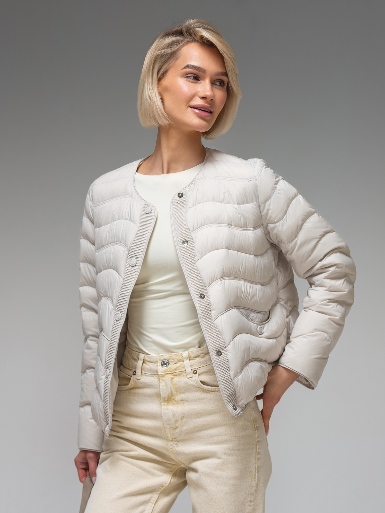 Демисезонная куртка VIVA WEAR модель 6688-light gray Фото