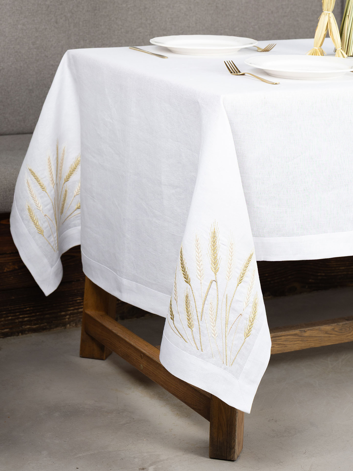 Скатертина "Пшеничне поле" біла Едельвіка модель 04-23/09 Фото