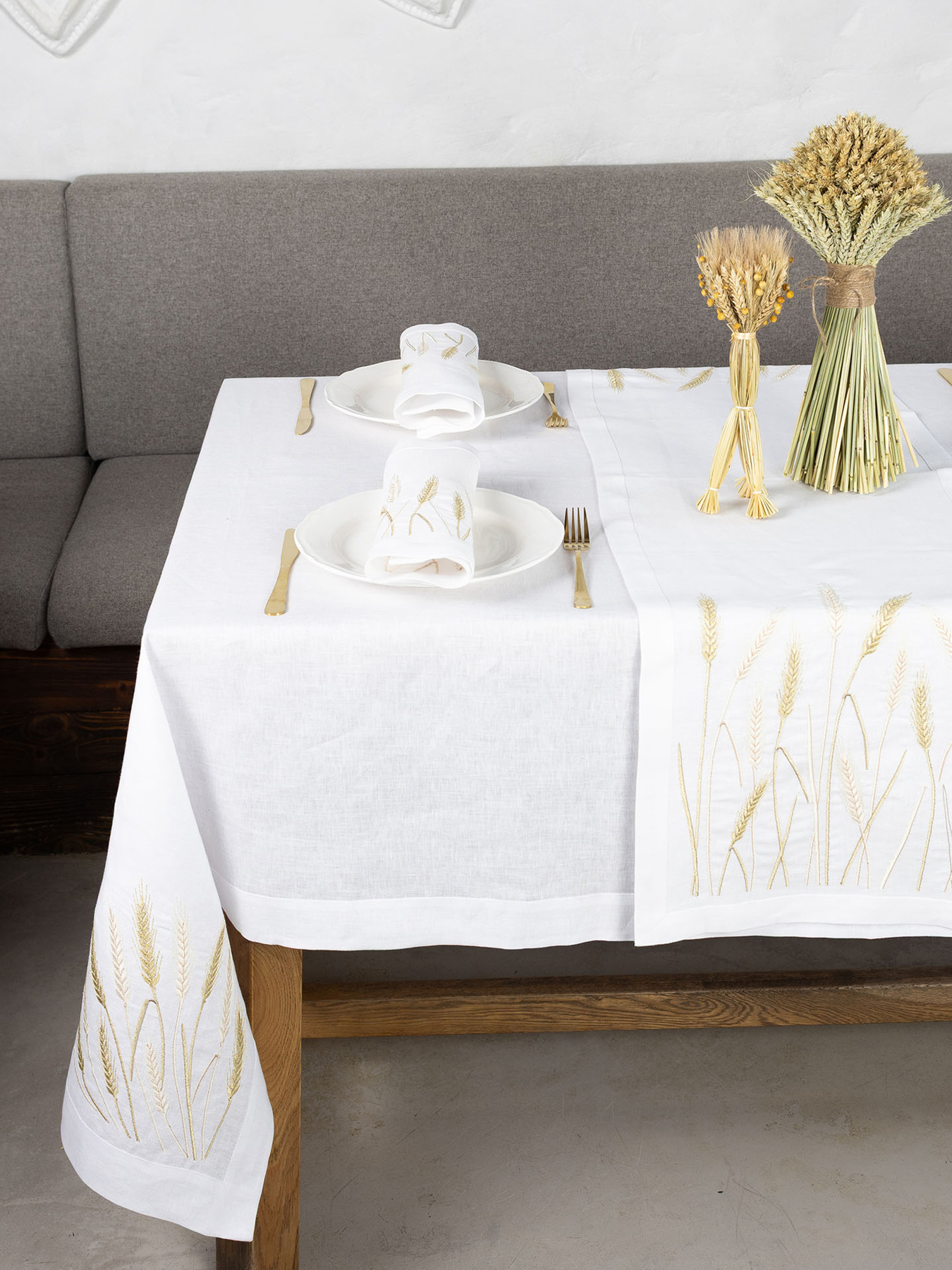 Скатертина "Пшеничне поле" біла Едельвіка модель 04-23/09 Фото