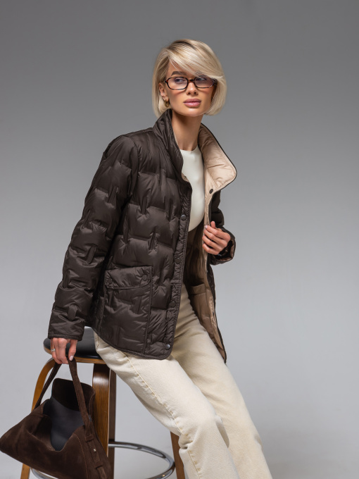 Женская демисезонная куртка ультралегкая весна-осень Viva Wear модель 88102 модель 88102-chocolate Фото