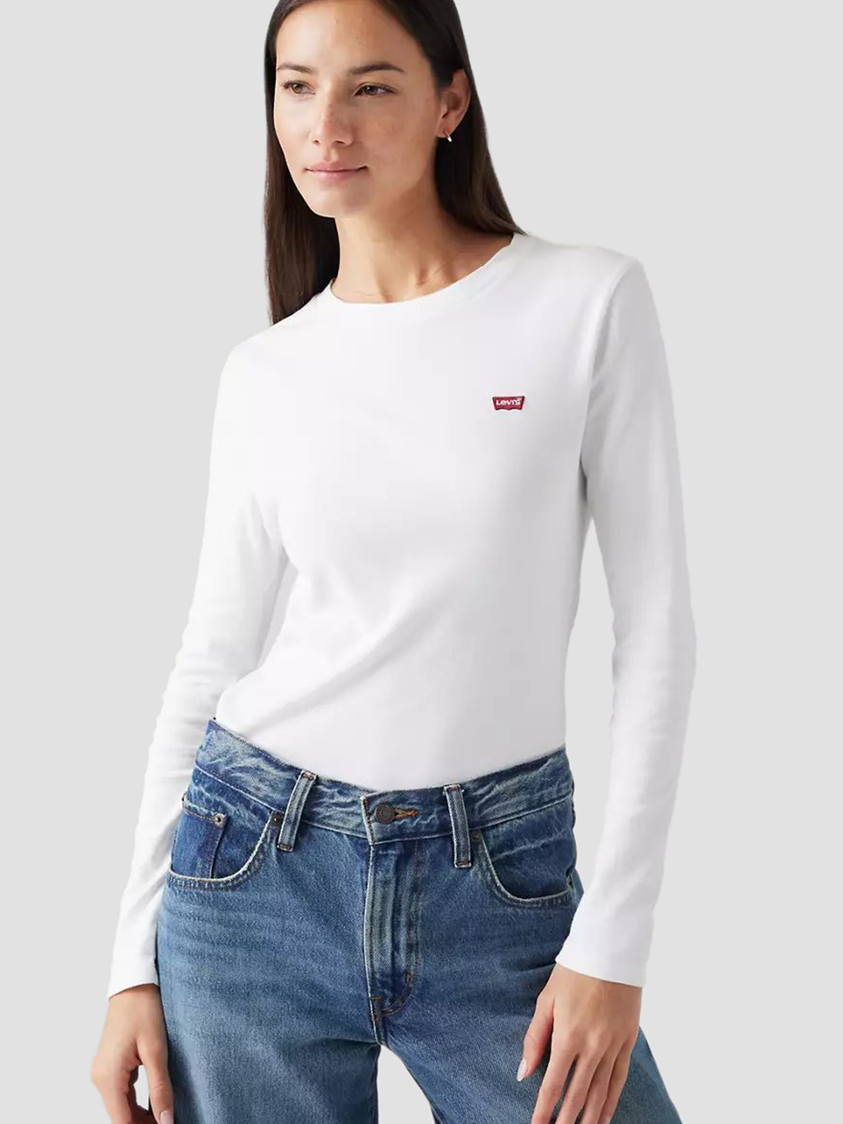 Бавовняний Жіночий Лонгслів Levi's  (000KL-0000) колір білий Levi's - купити в Україні