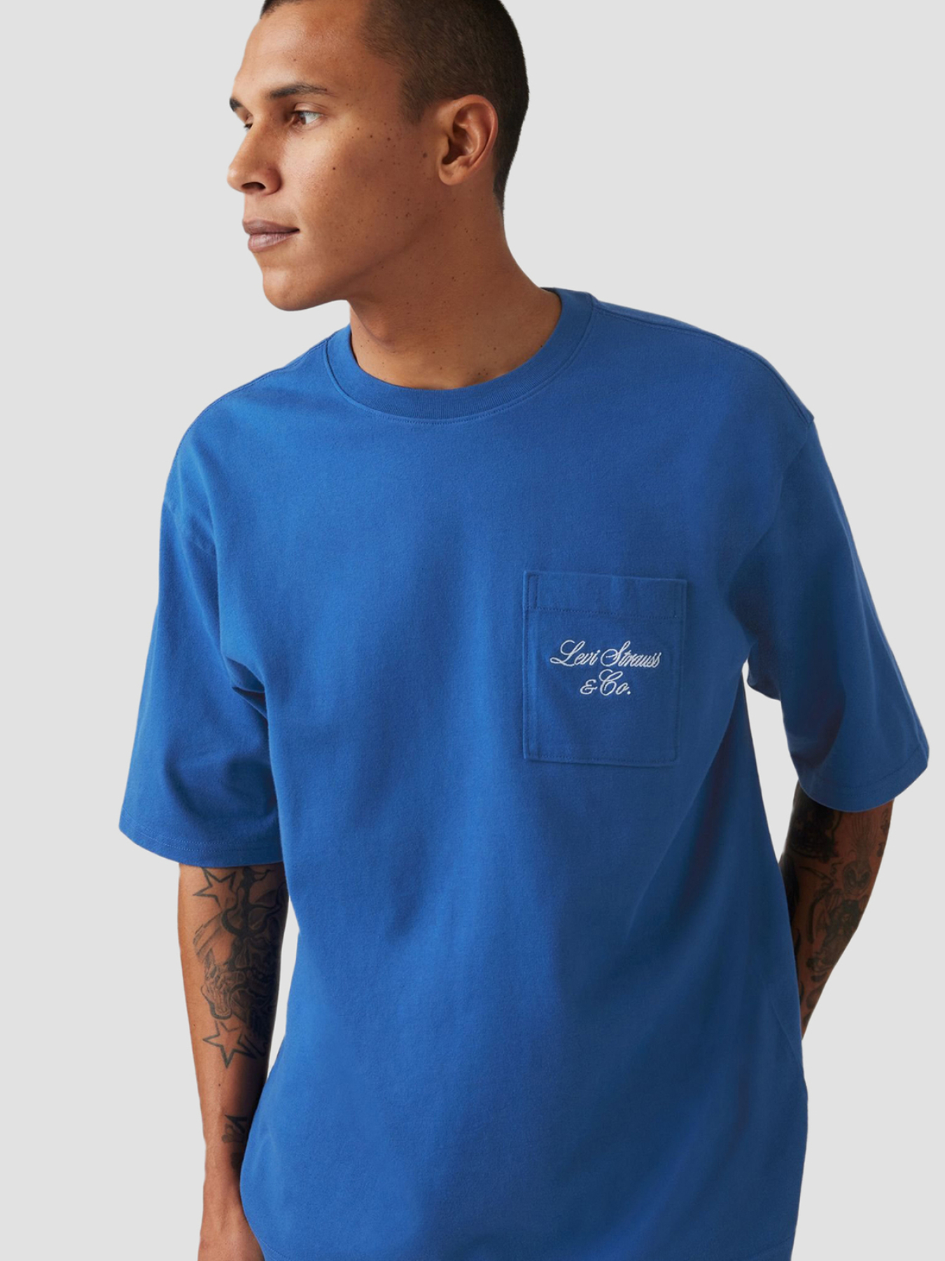 Мужская синяя футболка модель 001MH;0003 Фото