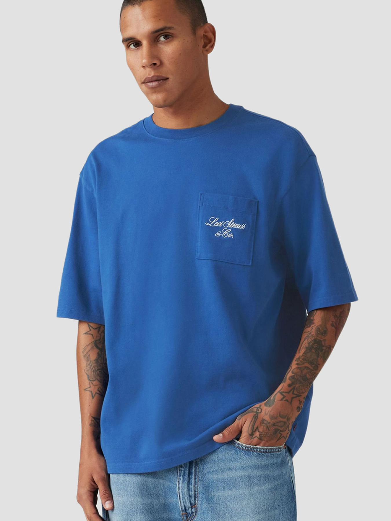 Мужская синяя футболка модель 001MH;0003 Фото