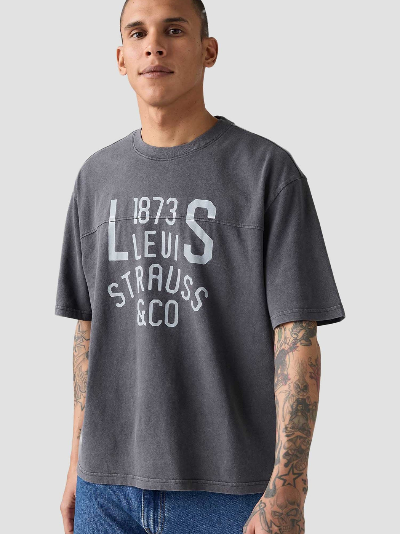 Чоловіча темно-сіра футболка модель 003QV;0000 Фото