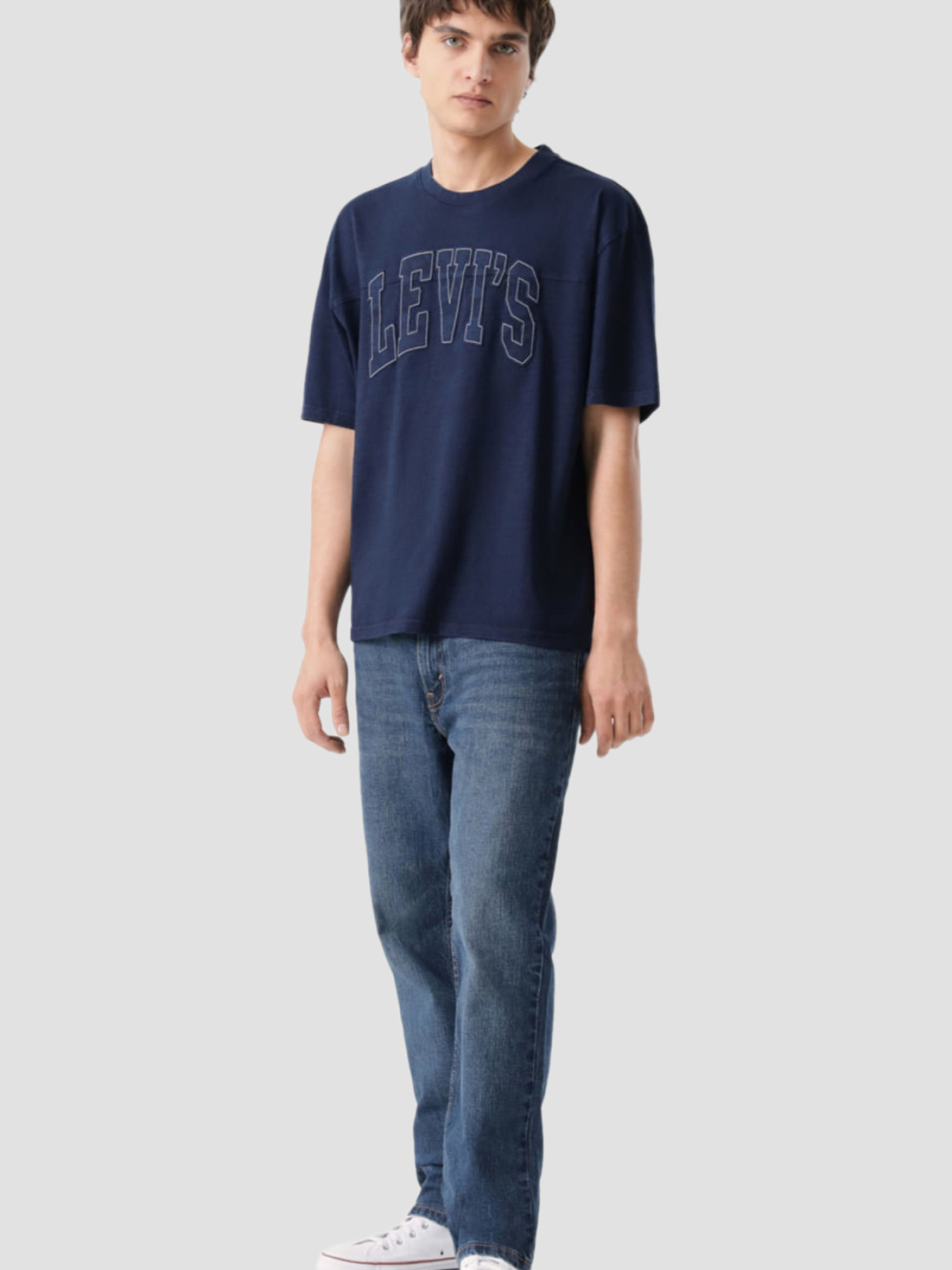 Мужская темно-синяя футболка модель 003QV;0002 Фото